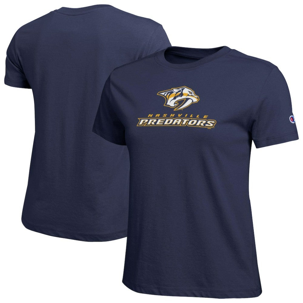Nashville Predators Champion Women's Wordmark Lockup T-Shirt - Navy - NHL