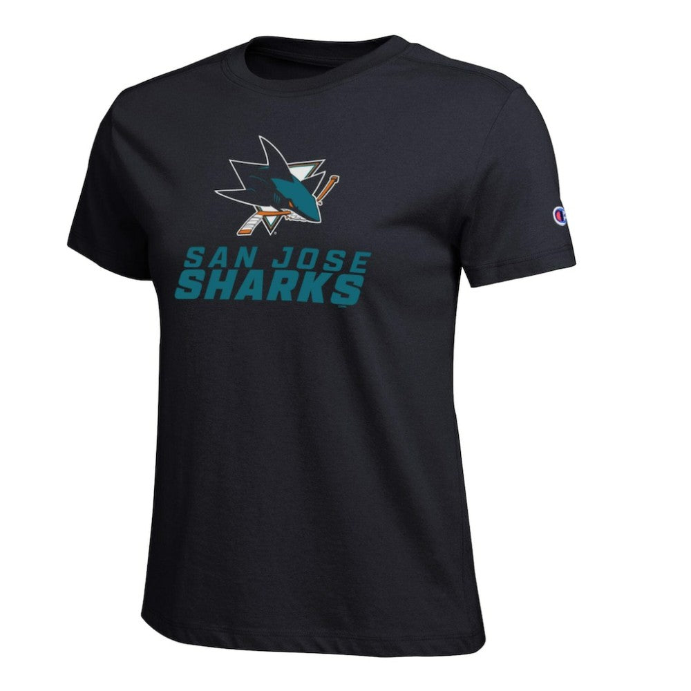 San Jose Sharks Champion Women's Wordmark Lockup T-Shirt - Black - NHL