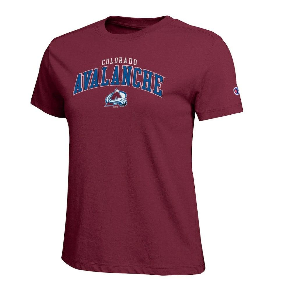 Colorado Avalanche Champion Women's Arch Mascot Logo T-Shirt - Burgundy - NHL