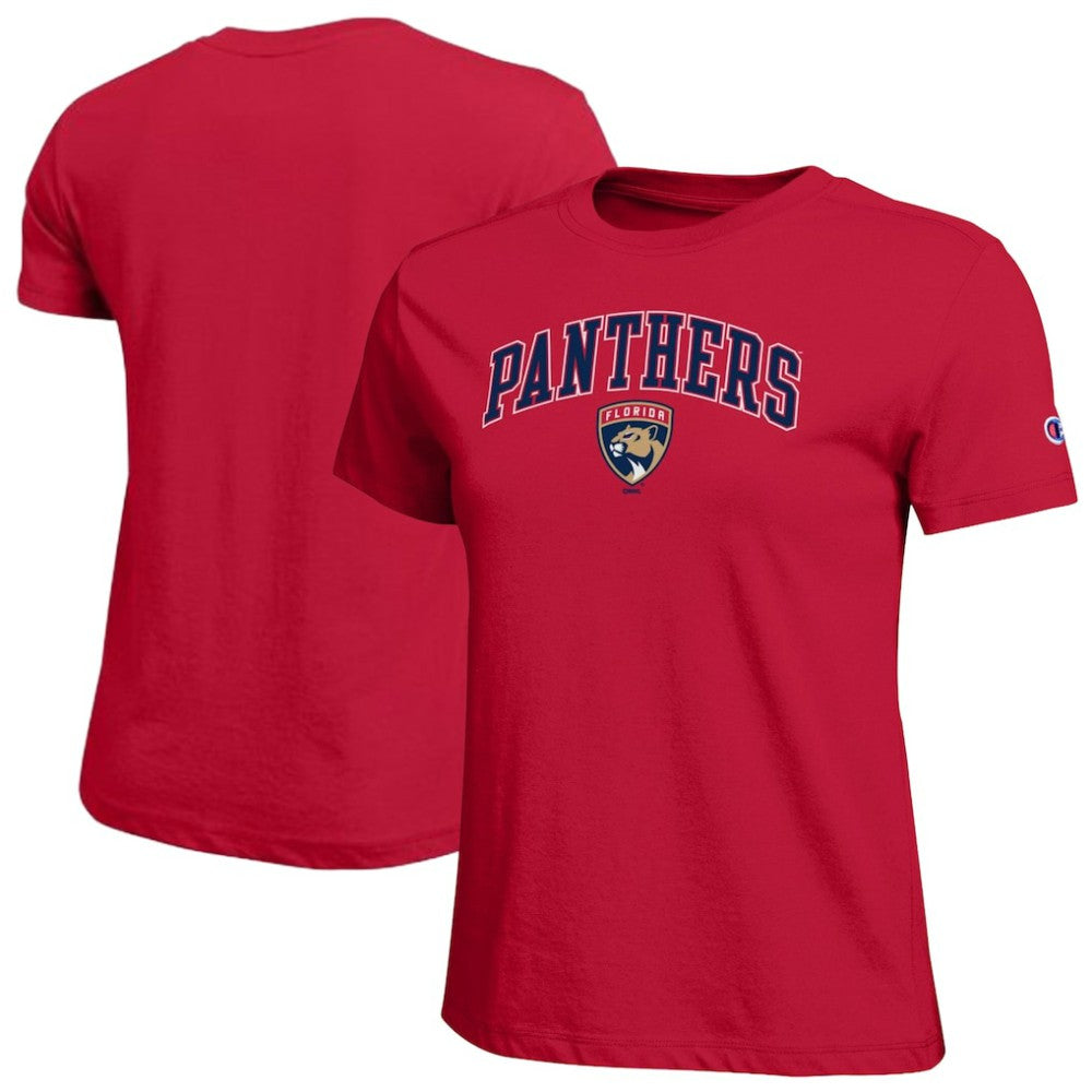 Florida Panthers Champion Women's Arch Mascot Logo T-Shirt - Red - NHL