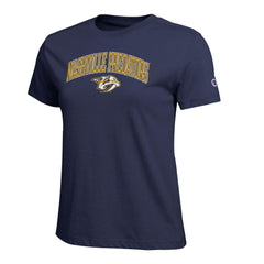 Nashville Predators Champion Women's Arch Mascot Logo T-Shirt - Navy - NHL