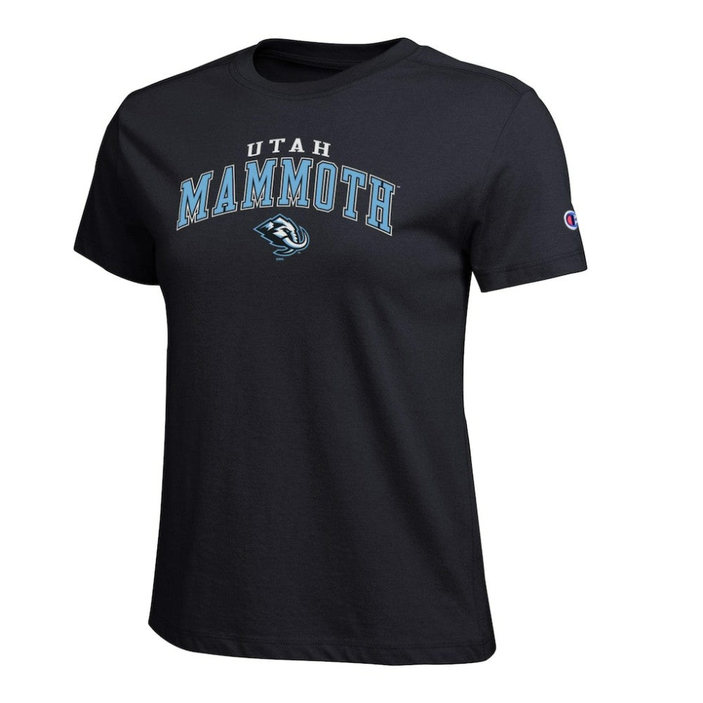 Utah Mammoth Champion Women's Arch Mascot Logo T-Shirt - Black - NHL