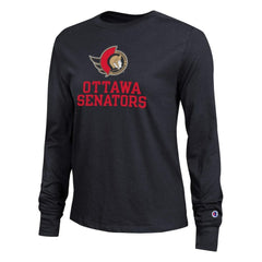Ottawa Senators Champion Women's Wordmark Lockup Long Sleeve T-Shirt - Black - NHL
