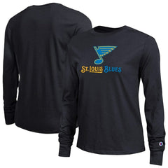 St. Louis Blues Champion Women's Wordmark Lockup Long Sleeve T-Shirt - Black - NHL