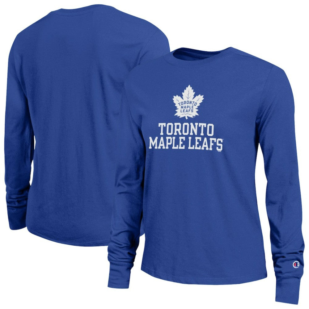 Toronto Maple Leafs Champion Women's Wordmark Lockup Long Sleeve T-Shirt - Royal - NHL