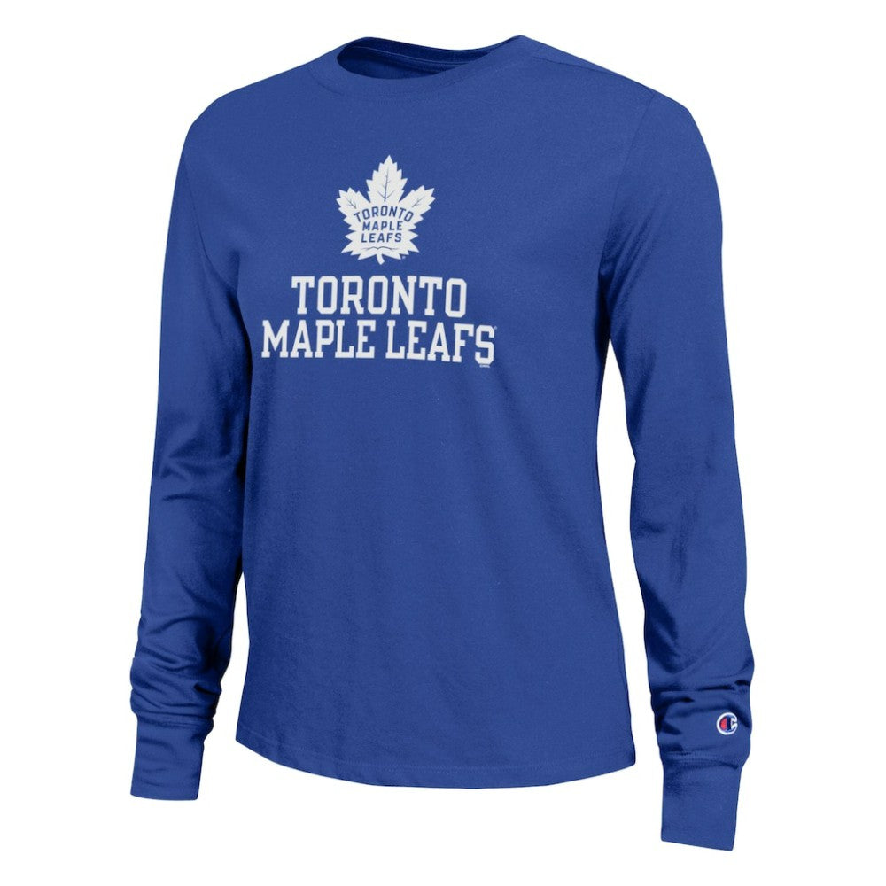 Toronto Maple Leafs Champion Women's Wordmark Lockup Long Sleeve T-Shirt - Royal - NHL