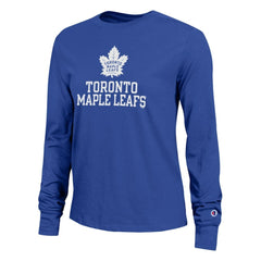 Toronto Maple Leafs Champion Women's Wordmark Lockup Long Sleeve T-Shirt - Royal - NHL