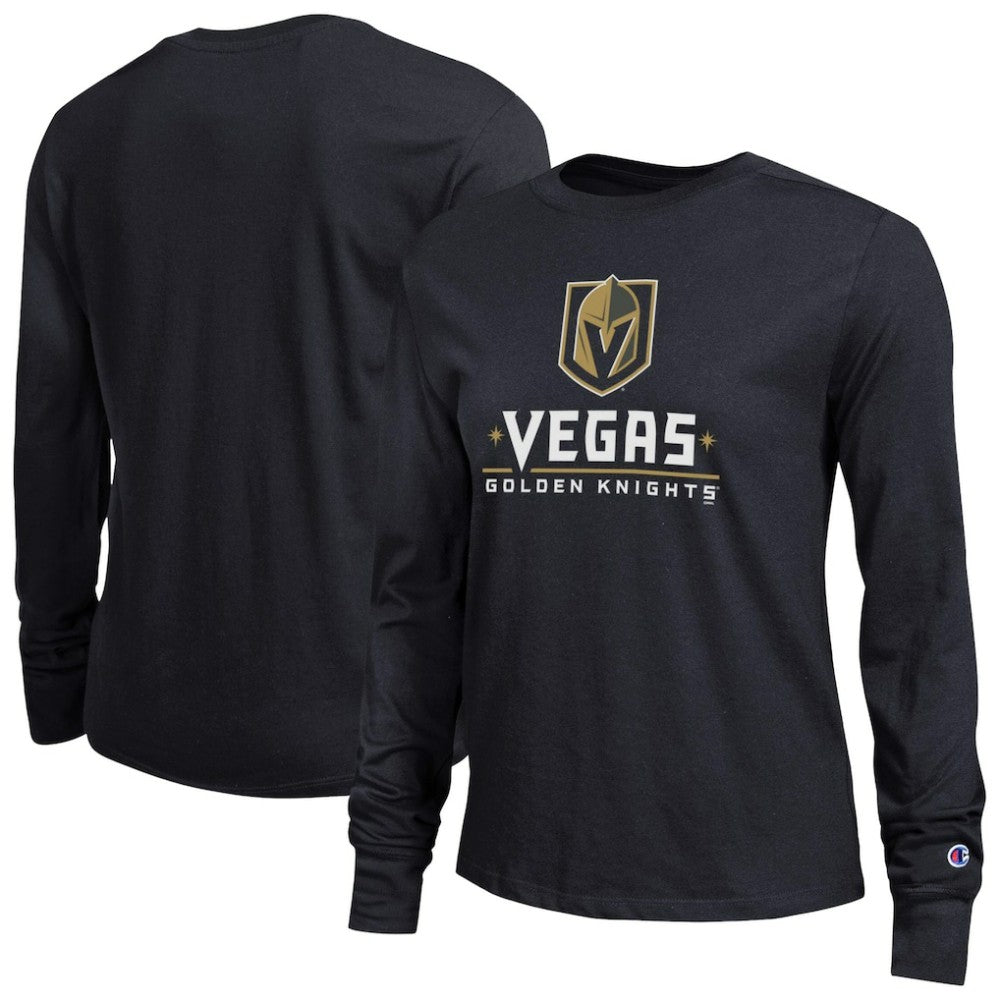 Vegas Golden Knights Champion Women's Wordmark Lockup Long Sleeve T-Shirt - Black - NHL