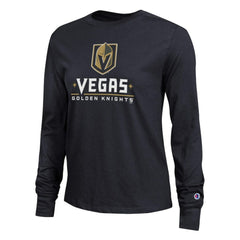 Vegas Golden Knights Champion Women's Wordmark Lockup Long Sleeve T-Shirt - Black - NHL