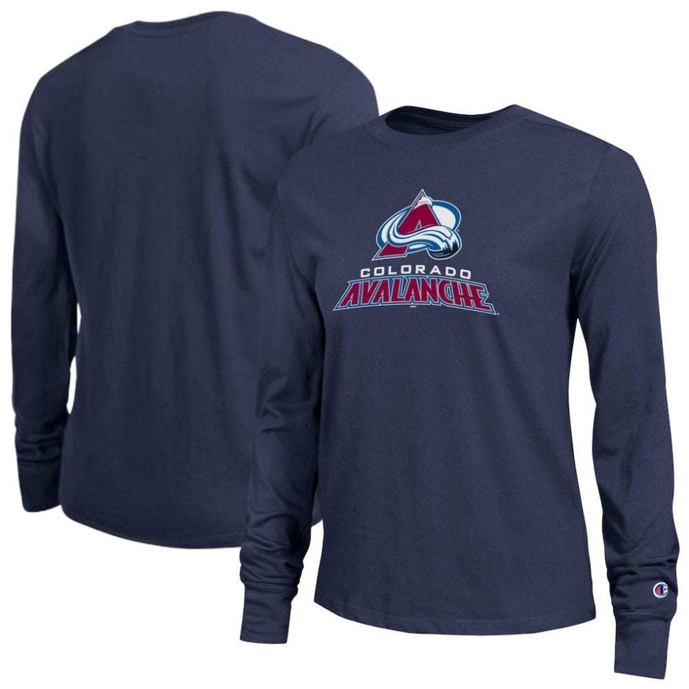 Colorado Avalanche Champion Women's Wordmark Lockup Long Sleeve T-Shirt - Navy - NHL