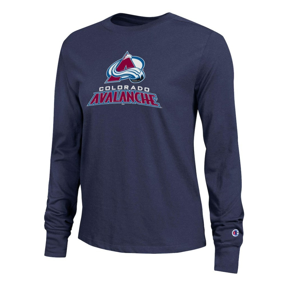 Colorado Avalanche Champion Women's Wordmark Lockup Long Sleeve T-Shirt - Navy - NHL