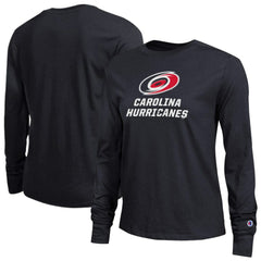 Carolina Hurricanes Champion Women's Wordmark Lockup Long Sleeve T-Shirt - Black - NHL