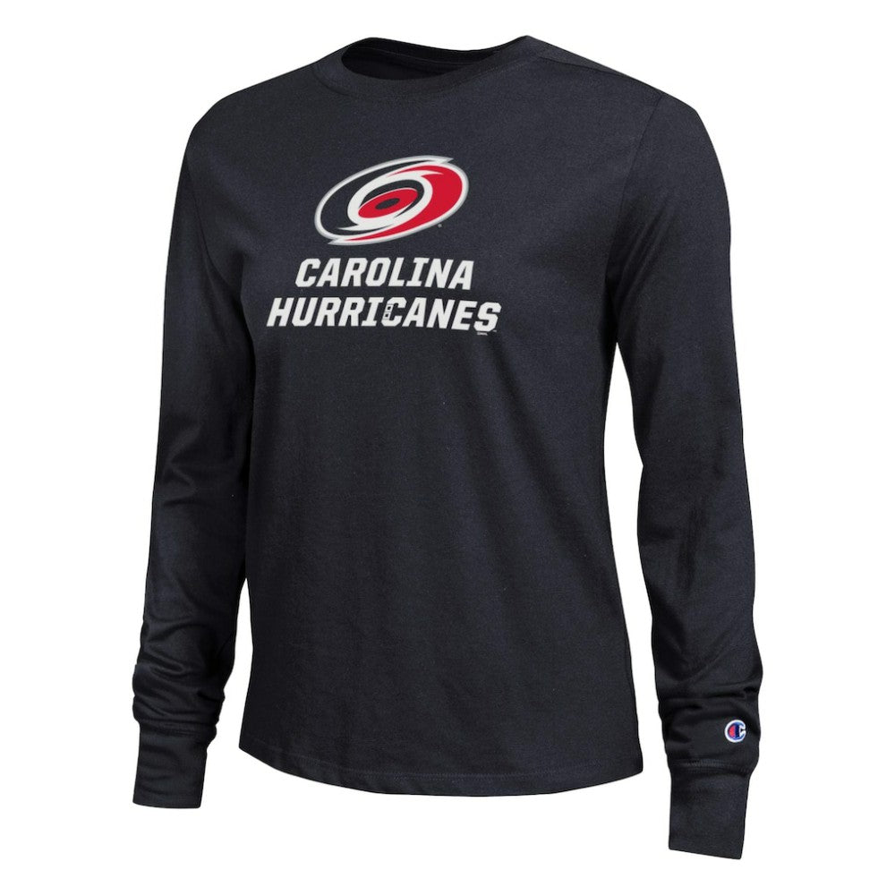Carolina Hurricanes Champion Women's Wordmark Lockup Long Sleeve T-Shirt - Black - NHL
