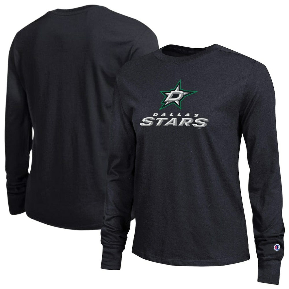 Dallas Stars Champion Women's Wordmark Lockup Long Sleeve T-Shirt - Black - NHL
