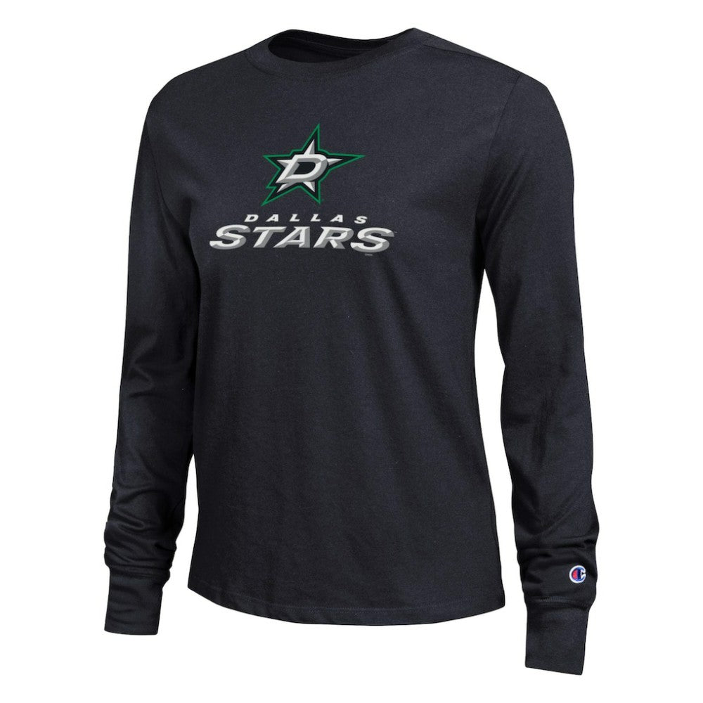 Dallas Stars Champion Women's Wordmark Lockup Long Sleeve T-Shirt - Black - NHL