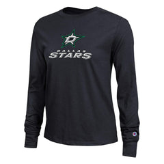 Dallas Stars Champion Women's Wordmark Lockup Long Sleeve T-Shirt - Black - NHL