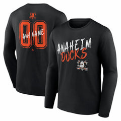 Anaheim Ducks Hustle Personalized Name & Number Long Sleeve T-Shirt - Black - NHL