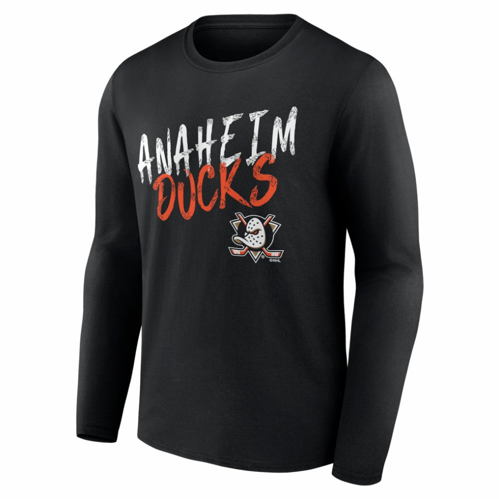 Anaheim Ducks Hustle Personalized Name & Number Long Sleeve T-Shirt - Black - NHL