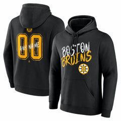 Boston Bruins Big & Tall Hustle Personalized Name & Number Hoodie - Black - NHL