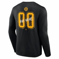 Boston Bruins Hustle Personalized Name & Number Long Sleeve T-Shirt - Black - NHL
