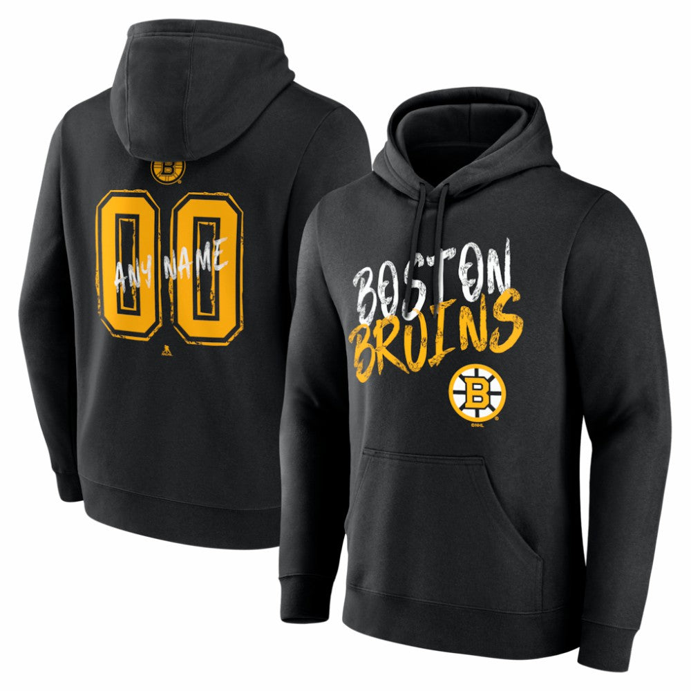 Boston Bruins Hustle Personalized Name & Number Hoodie - Black - NHL