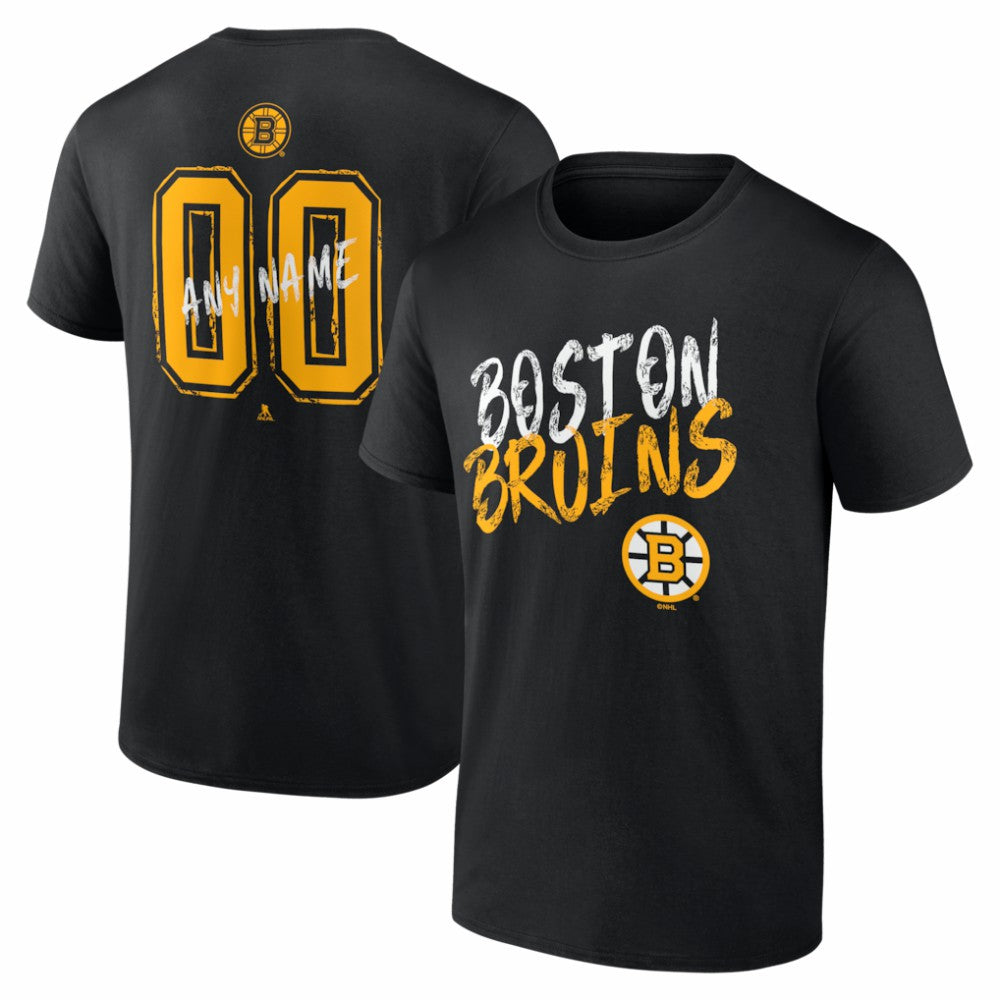 Boston Bruins Hustle Personalized Name & Number T-Shirt - Black - NHL