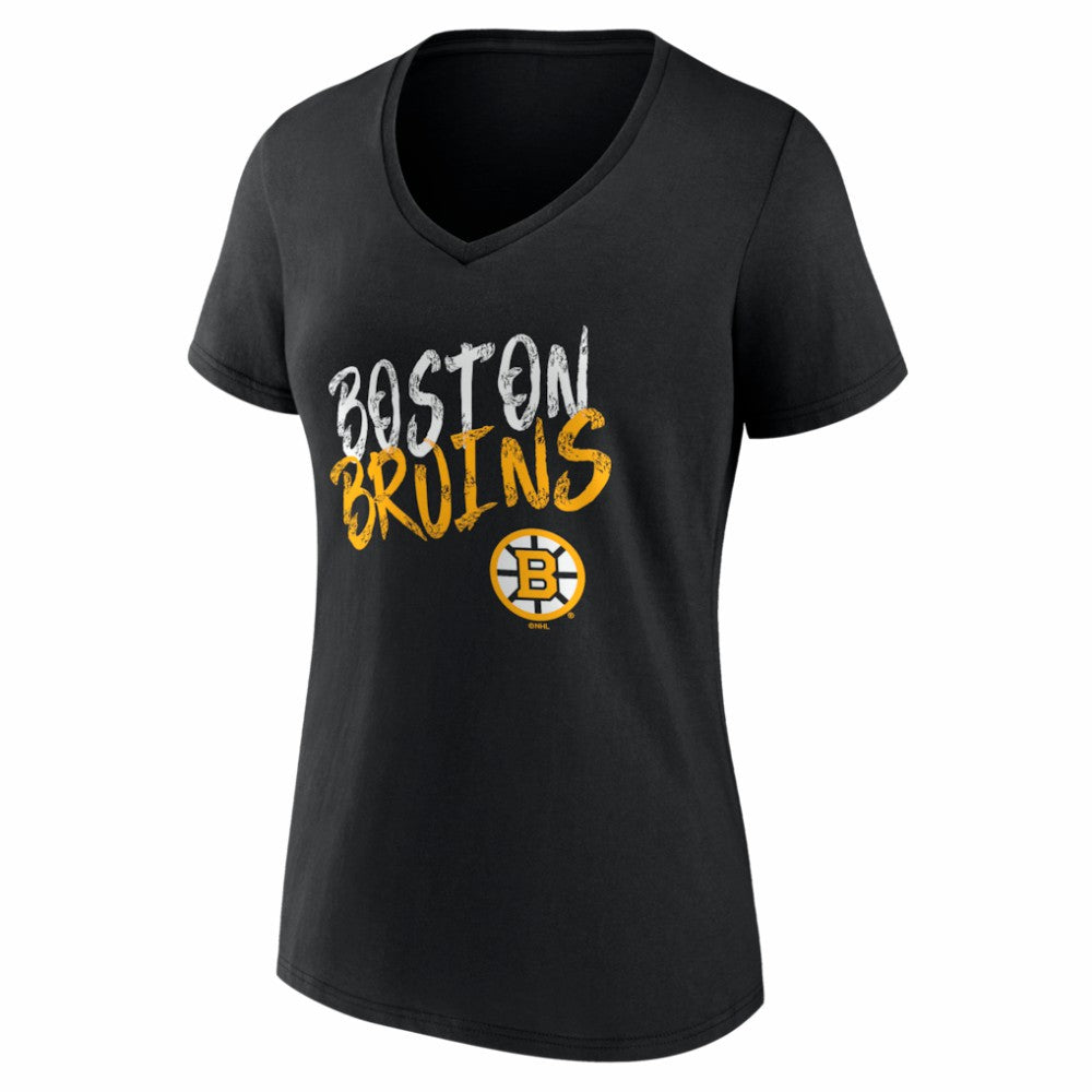 Boston Bruins Women's Hustle Personalized Name & Number V-Neck T-Shirt - Black - NHL