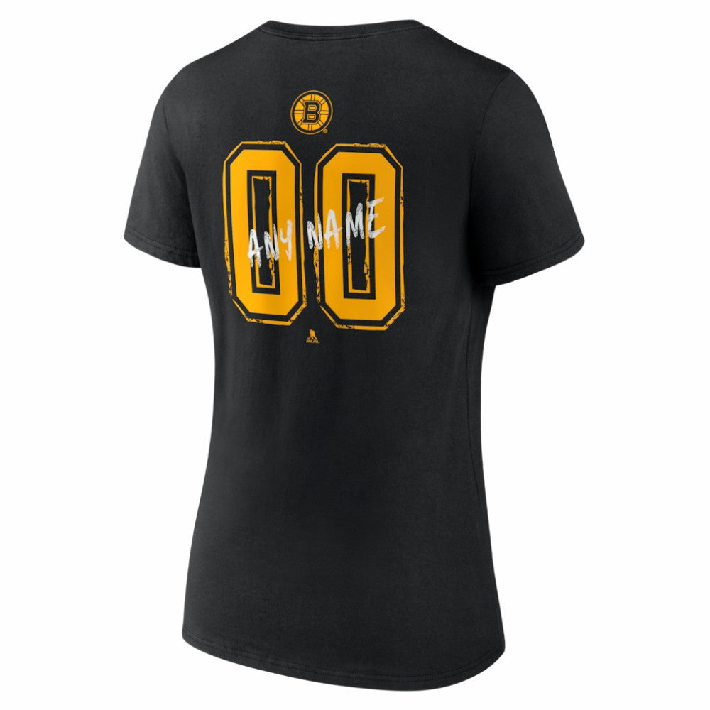 Boston Bruins Women's Hustle Personalized Name & Number V-Neck T-Shirt - Black - NHL