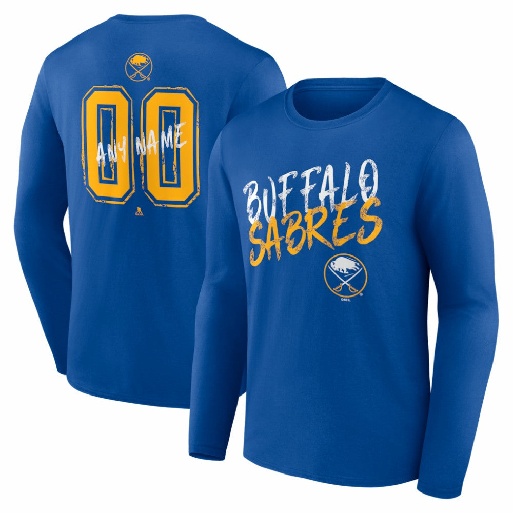 Buffalo Sabres Hustle Personalized Name & Number Long Sleeve T-Shirt - Royal - NHL