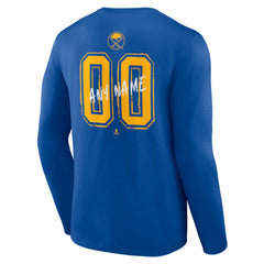 Buffalo Sabres Hustle Personalized Name & Number Long Sleeve T-Shirt - Royal - NHL