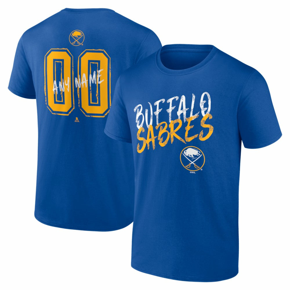 Buffalo Sabres Hustle Personalized Name & Number T-Shirt - Royal - NHL