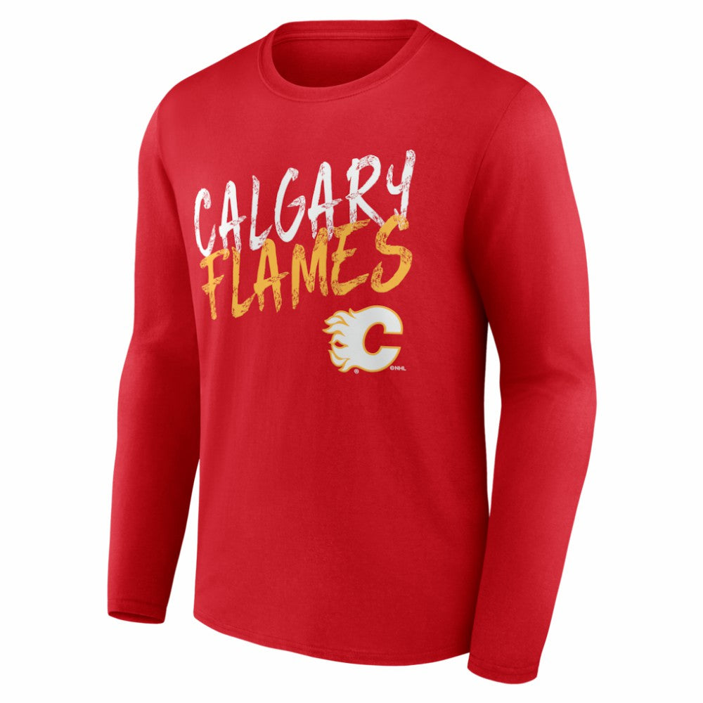 Calgary Flames Hustle Personalized Name & Number Long Sleeve T-Shirt - Red - NHL