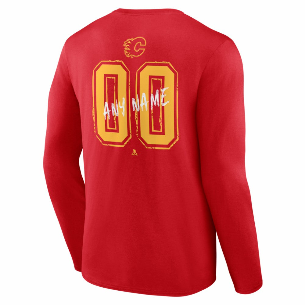 Calgary Flames Hustle Personalized Name & Number Long Sleeve T-Shirt - Red - NHL