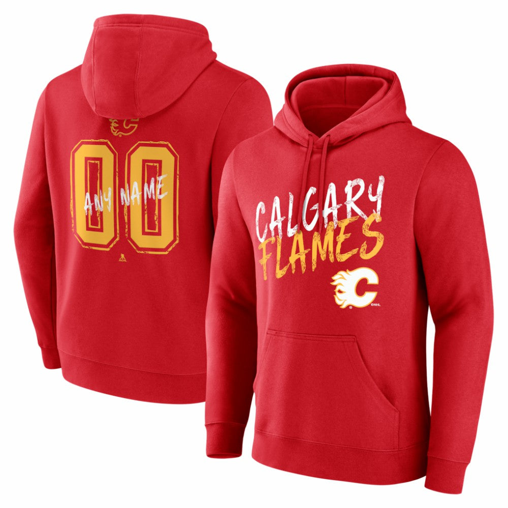 Calgary Flames Hustle Personalized Name & Number Hoodie - Red - NHL