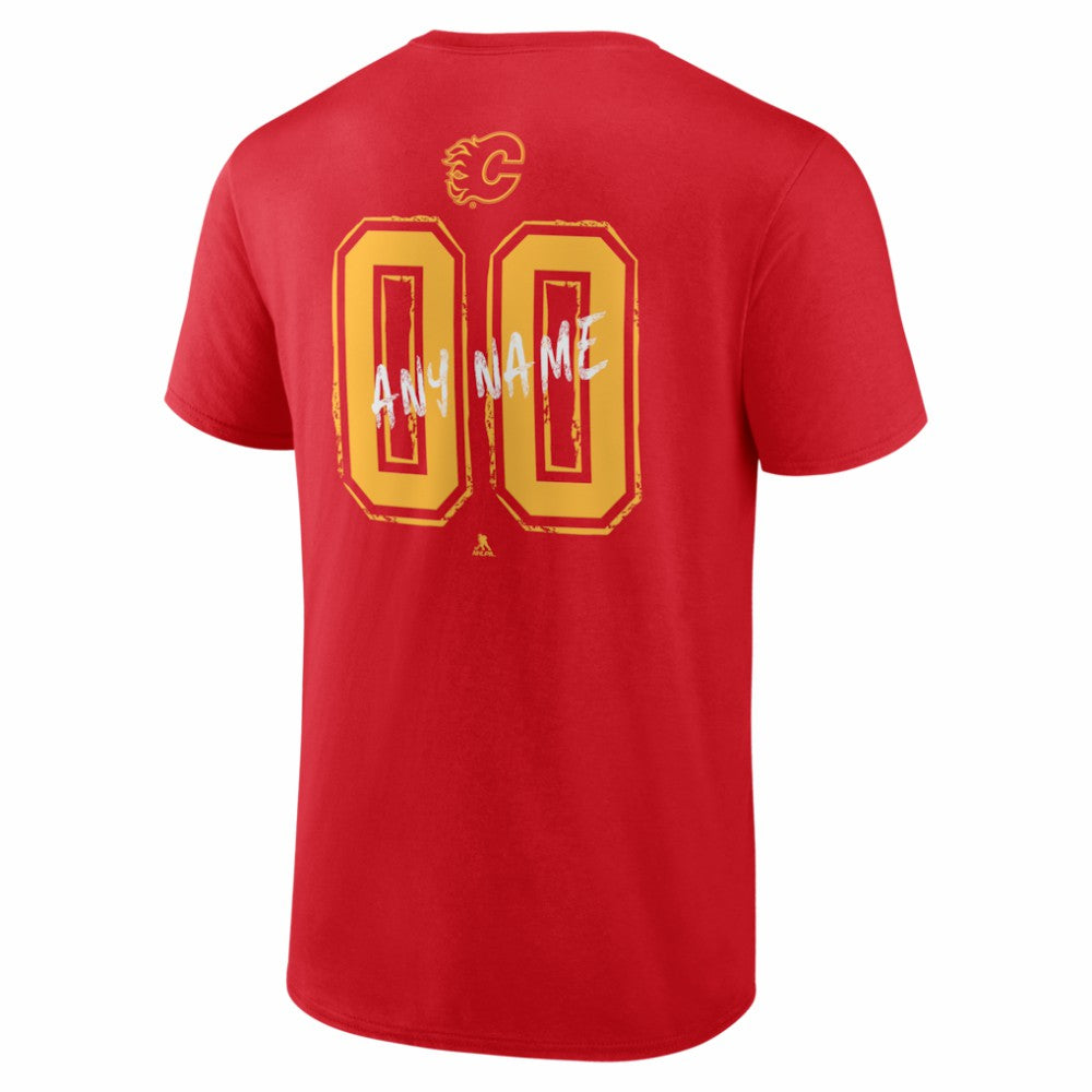 Calgary Flames Hustle Personalized Name & Number T-Shirt - Red - NHL