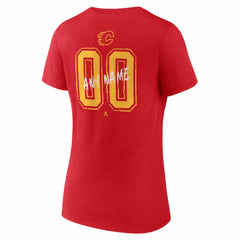 Calgary Flames Women's Hustle Personalized Name & Number V-Neck T-Shirt - Red - NHL