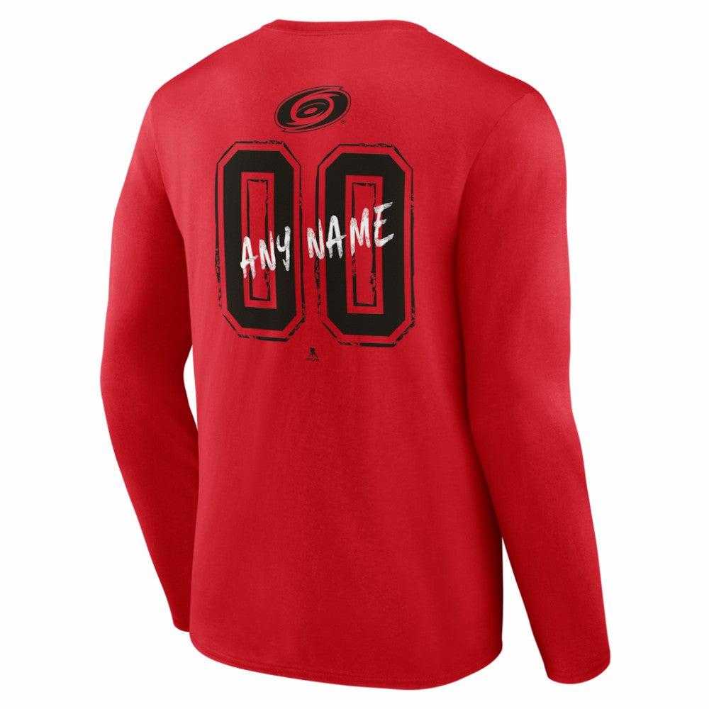 Carolina Hurricanes Hustle Personalized Name & Number Long Sleeve T-Shirt - Red - NHL