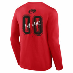 Carolina Hurricanes Hustle Personalized Name & Number Long Sleeve T-Shirt - Red - NHL
