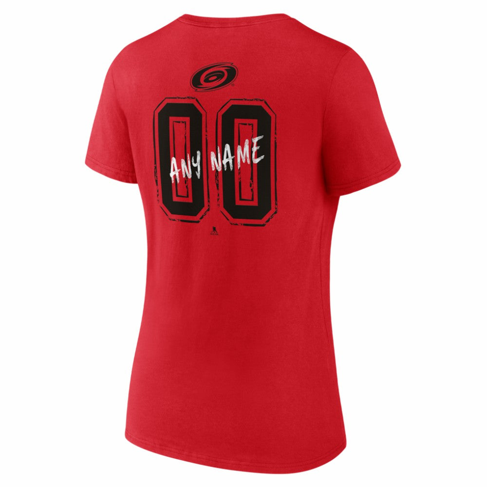 Carolina Hurricanes Women's Hustle Personalized Name & Number V-Neck T-Shirt - Red - NHL