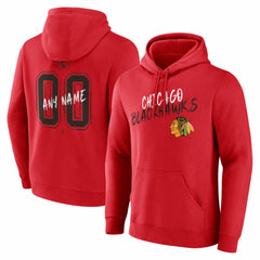 Chicago Blackhawks Hustle Personalized Name & Number Hoodie - Red - NHL