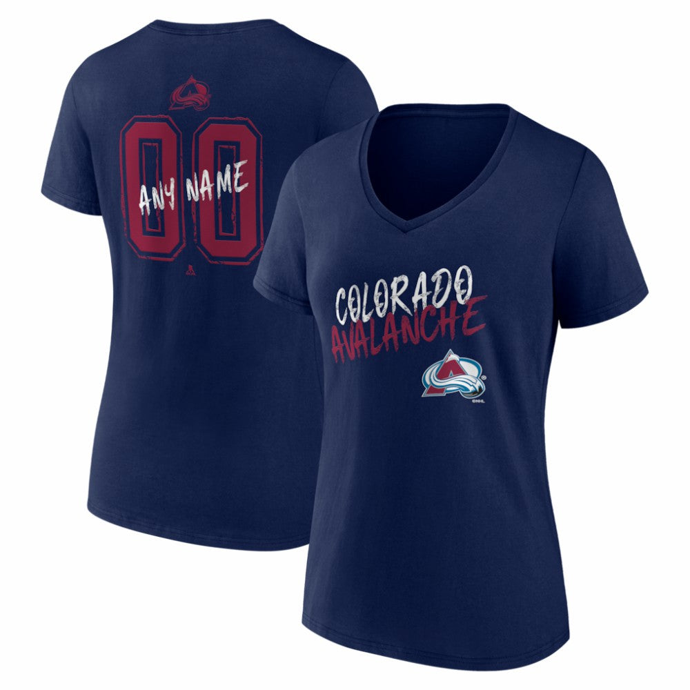 Colorado Avalanche Women's Hustle Personalized Name & Number V-Neck T-Shirt - Navy - NHL