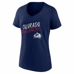 Colorado Avalanche Women's Hustle Personalized Name & Number V-Neck T-Shirt - Navy - NHL