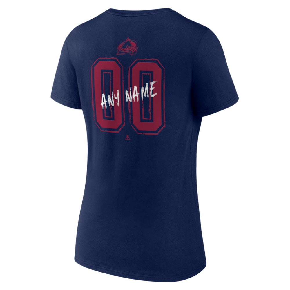 Colorado Avalanche Women's Hustle Personalized Name & Number V-Neck T-Shirt - Navy - NHL
