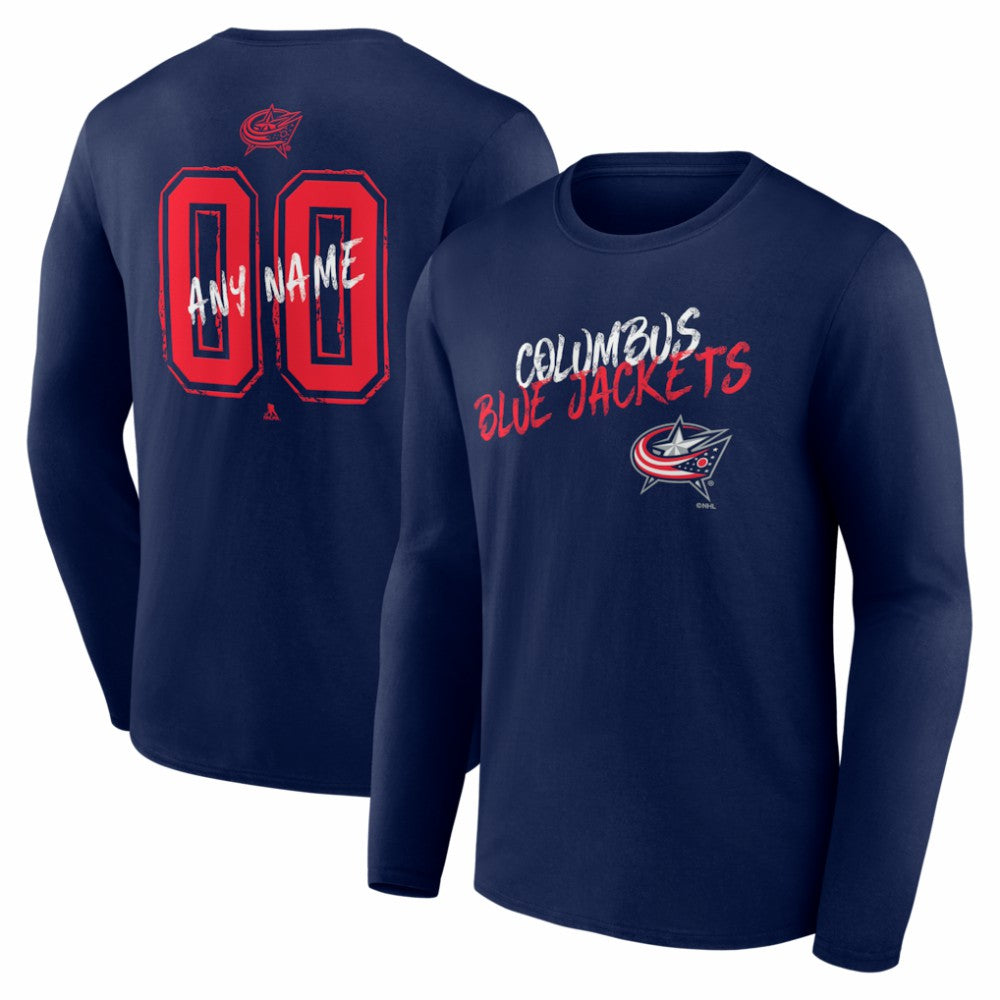 Columbus Blue Jackets Hustle Personalized Name & Number Long Sleeve T-Shirt - Navy - NHL