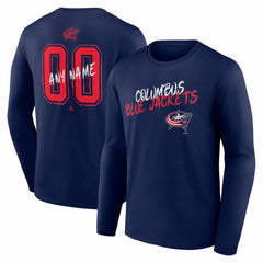 Columbus Blue Jackets Hustle Personalized Name & Number Long Sleeve T-Shirt - Navy - NHL