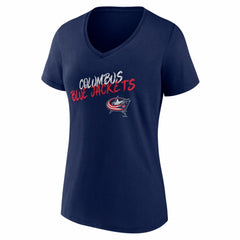 Columbus Blue Jackets Women's Hustle Personalized Name & Number V-Neck T-Shirt - Navy - NHL