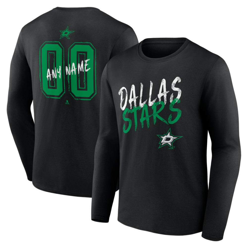 Dallas Stars Hustle Personalized Name & Number Long Sleeve T-Shirt - Black - NHL