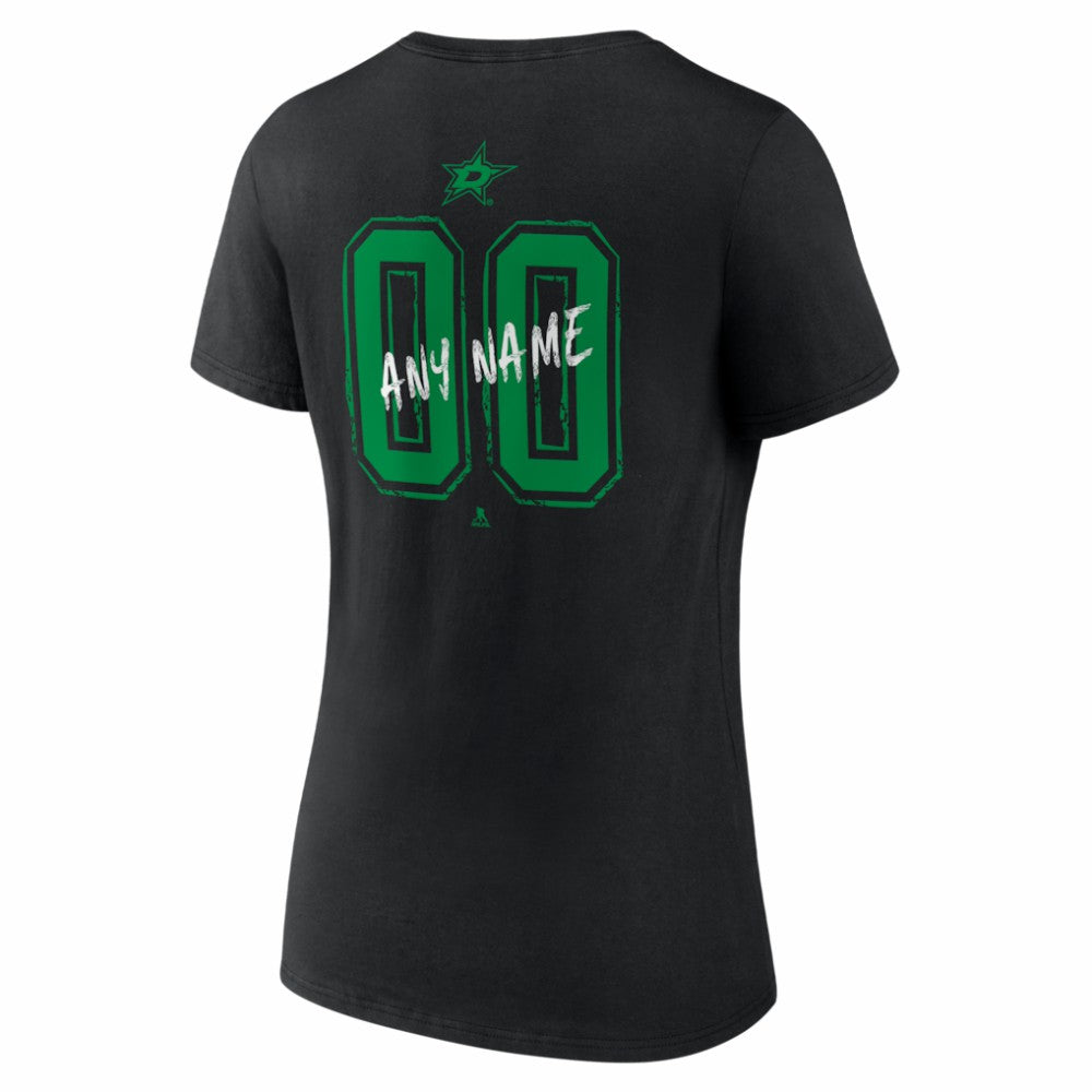 Dallas Stars Women's Hustle Personalized Name & Number V-Neck T-Shirt - Black - NHL