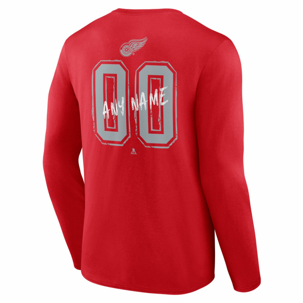 Detroit Red Wings Hustle Personalized Name & Number Long Sleeve T-Shirt - Red - NHL