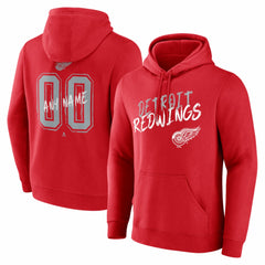 Detroit Red Wings Hustle Personalized Name & Number Hoodie - Red - NHL